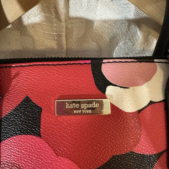 Kate Spade Ellison Avenue Satchel Bag Zip Purse Deco Rose Orient Red Floral EUC - Picture 5 of 12